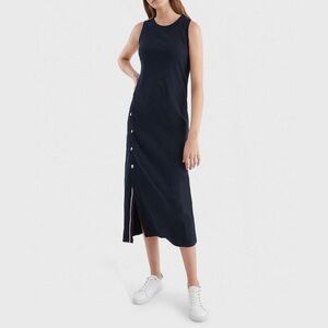 Tommy Hilfiger Blue Sleeveless Midi Dress Ribbed S